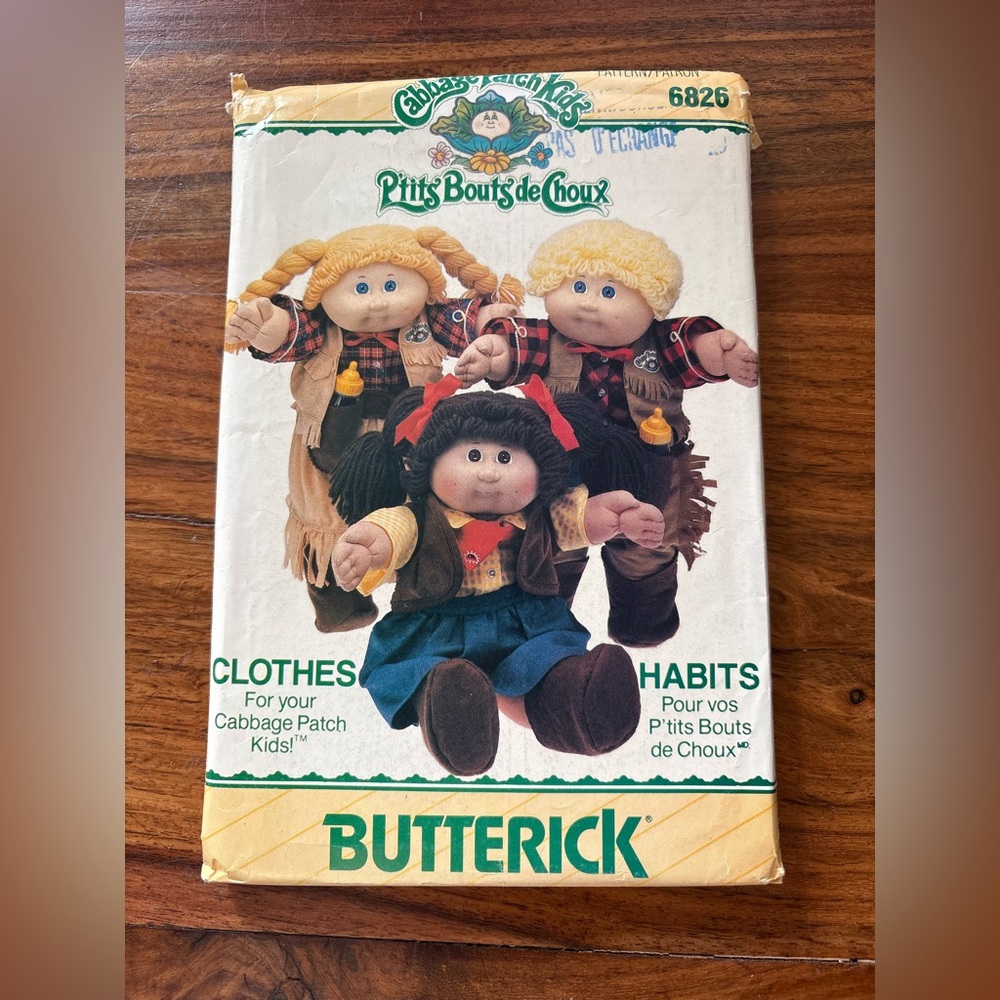 BUNDLE & SAVE: BUTTERICK Pattern 6826 - Cabbage Patch Clothes / Cowboy - Cowgirl